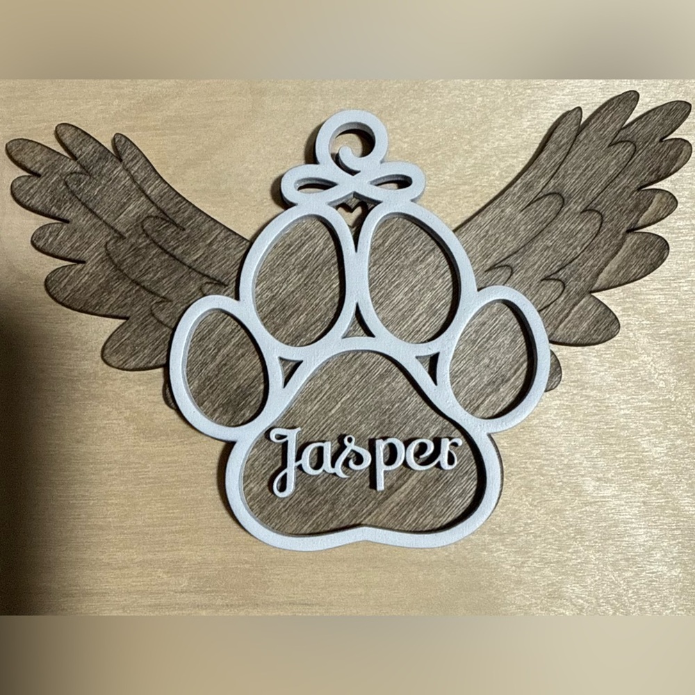 Customized Memorial Angel Wings Paw Print - made to order
